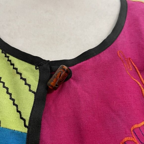 Unique Art-to-Wear Rainbow Patchwork Hippie Gypsy Crazy Knit Jacket size Large - Picture 8 of 10